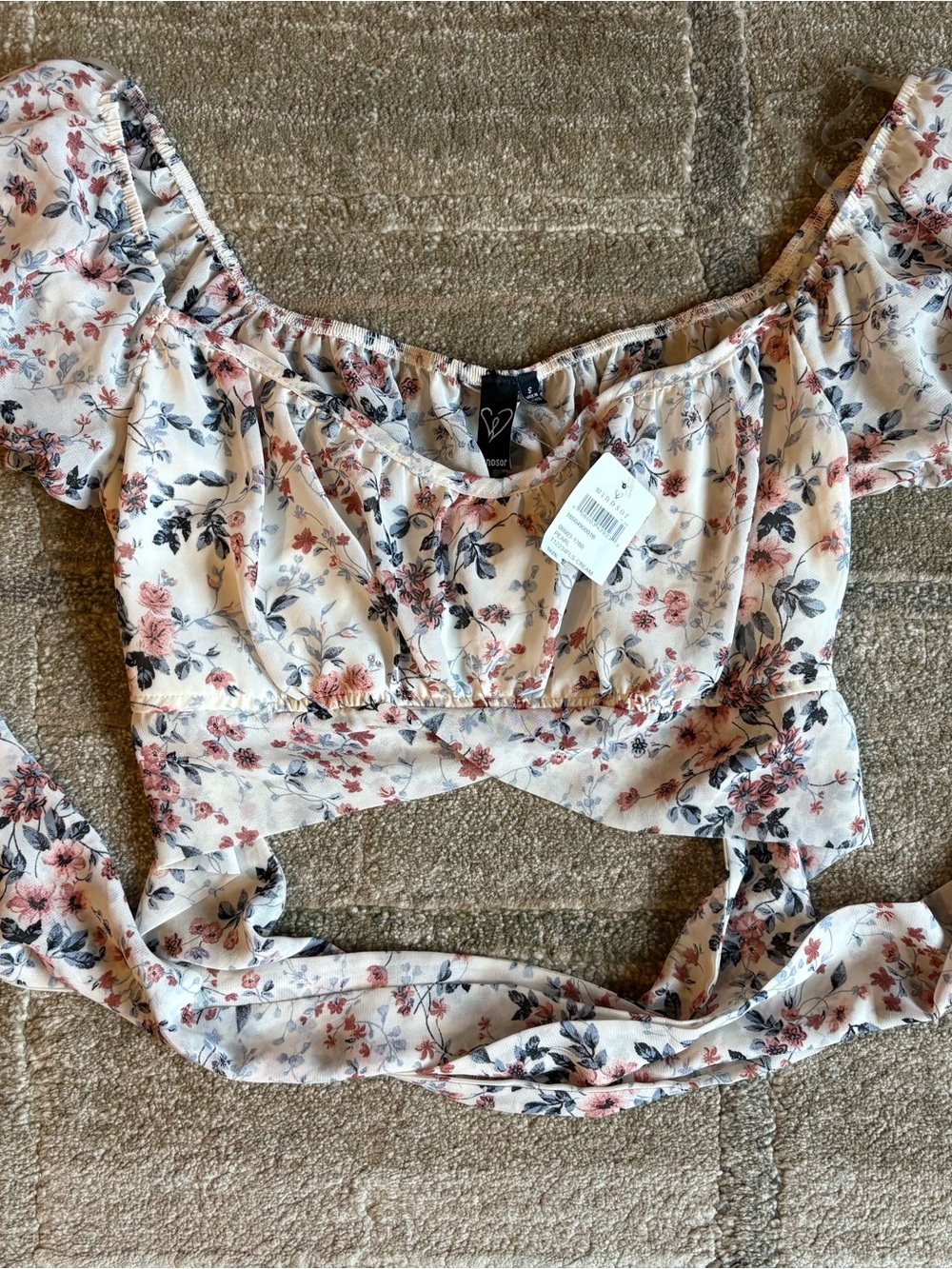 Windsor Floral Blooms Chiffon Tie-Back Top NWT